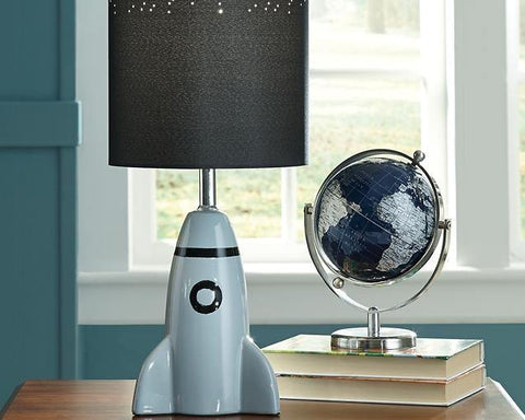 Misty Valley Cale Gray+Black Contemporary Rocket Themed Bedside Lamp, Table Lamp for Kid's Room