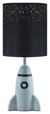 Misty Valley Cale Gray+Black Contemporary Rocket Themed Bedside Lamp, Table Lamp for Kid's Room