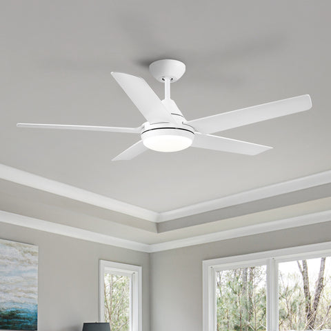 Misty Valley 48in. Integrated LED Modern White Ceiling Fan with 5 ABS Blade