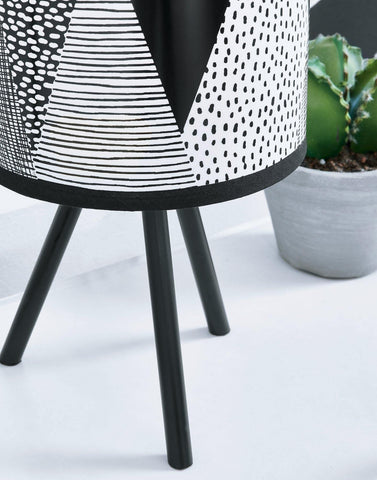Misty Valley Mountain Motif Drum Hardback Shade Black Casual Table Lamp