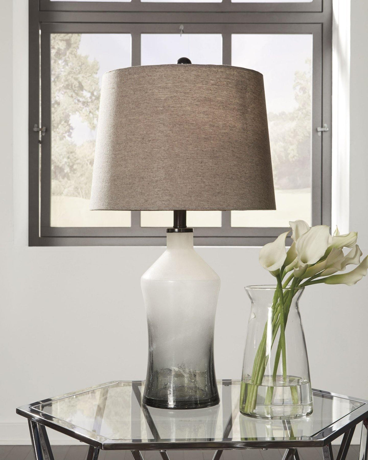 Misty Valley Nollie Gray Contemporary Table Lamp (Set of 2)