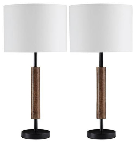 Misty Valley Maliny Black+Brown Contemporary Table Lamp (Set of 2)