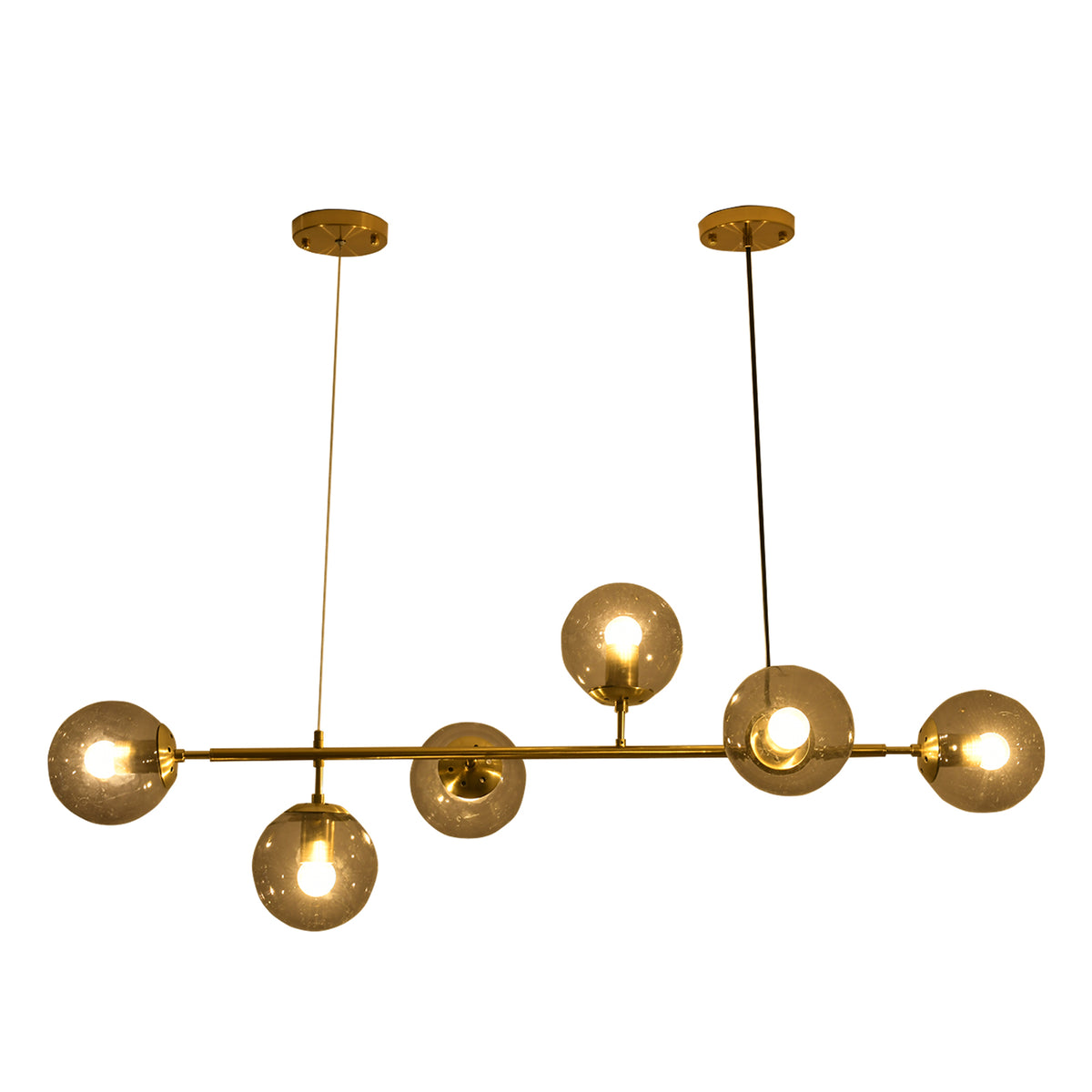 Misty Valley Modern American Branch Glass Lampshade Metal Chain Chandelier 6 bulbs