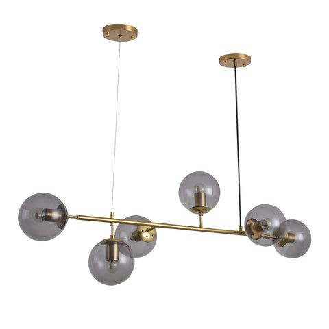 Misty Valley Modern American Branch Glass Lampshade Metal Chain Chandelier 6 bulbs