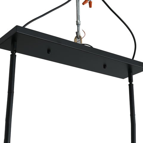 Misty Valley 8-Light Modern American rectangular metal black chandelier