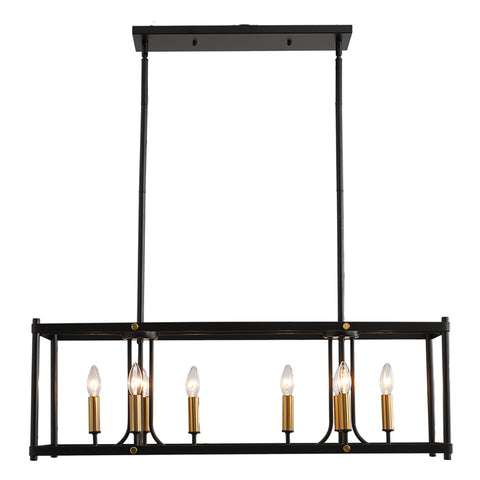Misty Valley 8-Light Modern American rectangular metal black chandelier