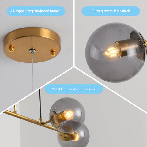Misty Valley Modern American Branch Glass Lampshade Metal Chain Chandelier 6 bulbs