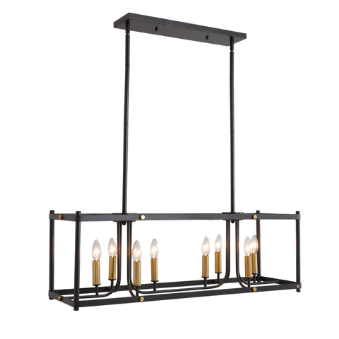 Misty Valley 8-Light Modern American rectangular metal black chandelier