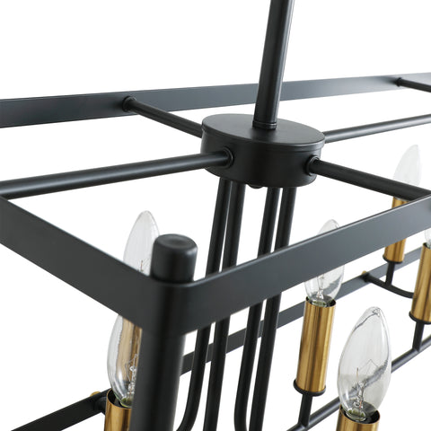 Misty Valley 8-Light Modern American rectangular metal black chandelier