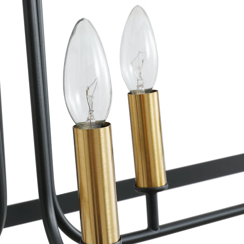 Misty Valley 8-Light Modern American rectangular metal black chandelier