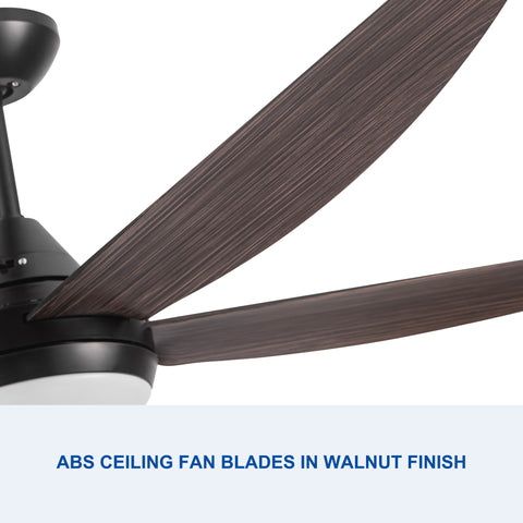 Misty Valley 56in. Integrated LED Brown Modern Ceiling Fan with Light,Wood Grain ABS Blade