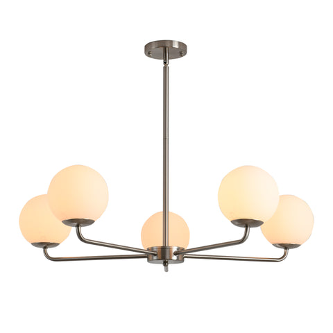 Misty Valley 5-Light Modern American Living Room Classic Golden Chandelier Glass Lampshade