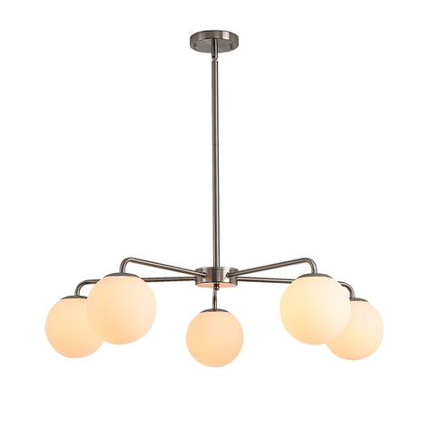 Misty Valley 5-Light Modern American Living Room Classic Golden Chandelier Glass Lampshade