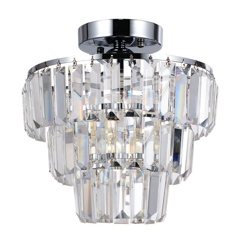 Misty Valley Mini Flush Mount Chandelier K9 Crystal Ceiling Light Fixture for Hallway, Kitchen Island