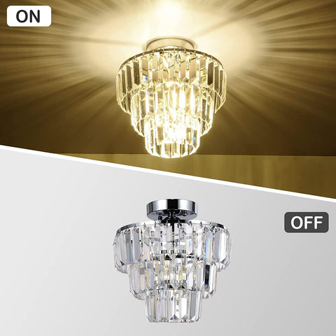 Misty Valley Mini Flush Mount Chandelier K9 Crystal Ceiling Light Fixture for Hallway, Kitchen Island