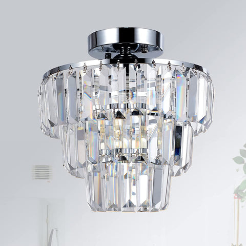 Misty Valley Mini Flush Mount Chandelier K9 Crystal Ceiling Light Fixture for Hallway, Kitchen Island