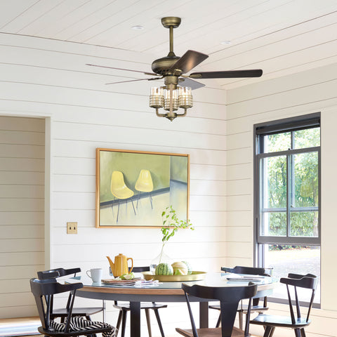 Misty Valley 52in. Modern Bronze Adjustable Height Ceiling Fan with Light, Traditional Reversible Airflow Ceiling Fan