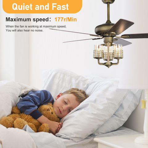 Misty Valley 52in. Modern Bronze Adjustable Height Ceiling Fan with Light, Traditional Reversible Airflow Ceiling Fan