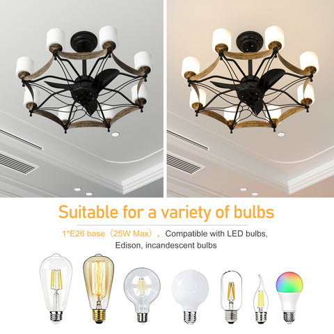 Misty Valley Matte Black Ceiling Fan With Lights，DC Motor,Multi-Speed,Reversible Airflow, Anti-theft function,Indoor transitional Ceiling Fan