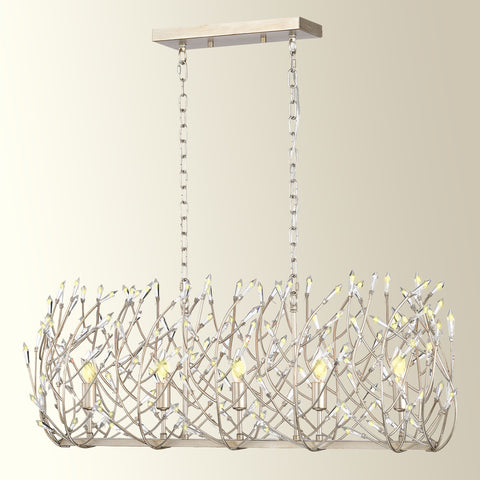 Misty Valley 5-Light Transitional Crystal Chandelier Ceiling Light,Silver Pendant light Fixture for dining room, 36W * 13L *46H