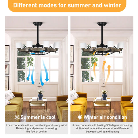 Misty Valley Matte Black Ceiling Fan With Lights，DC Motor,Multi-Speed,Reversible Airflow, Anti-theft function,Indoor transitional Ceiling Fan