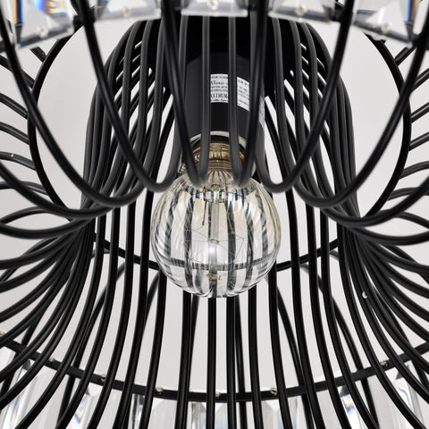 Misty Valley Modern Oblate Black Crystal Chandelier Fixture，Ceiling Pendant light for Living Room, Adjustable Color Temperature,W16.5*L31.5