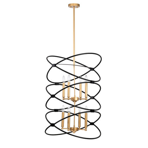 Misty Valley 8-Light Transitional Black Metal Chandelier Fixture,2-Tier-Candle Ceiling Light for Living Room, Bedroom, Dining Room，Dimmable，E12，W23.6*H55Transitional Gold/Matte Black Metal Chandelier,2-Tier-Candle Ceiling Light for Living Room, W23.6*H55
