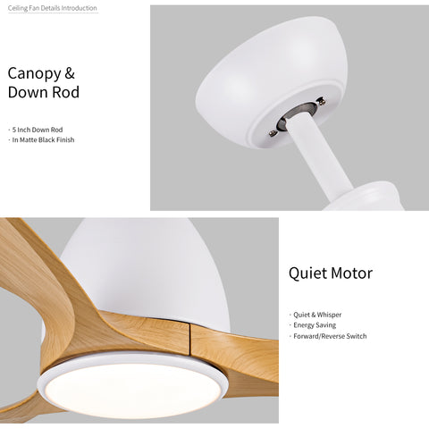 Misty Valley 52in. Integrated LED Burlywood Reversible Ceiling Fan with Light