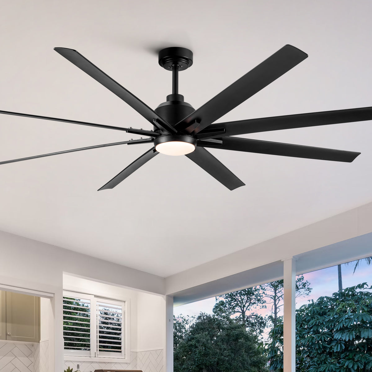 Misty Valley 72" Integrated LED Light Modern Black Ceiling Fan with Light, Remote Control Ceiling Fan