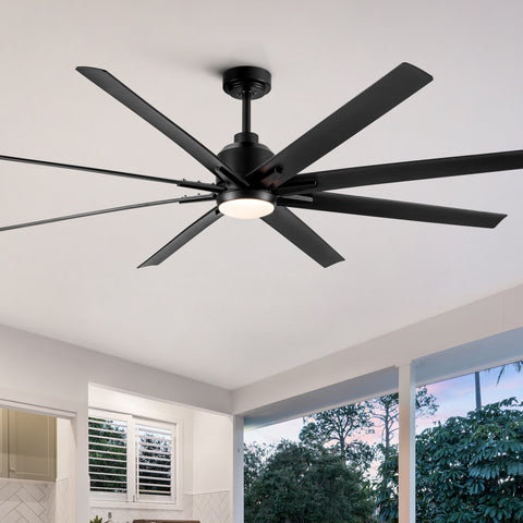 Misty Valley 72" Integrated LED Light Modern Black Ceiling Fan with Light, Remote Control Ceiling Fan