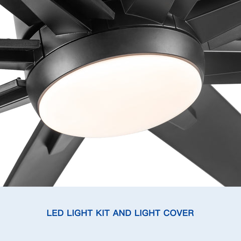 Misty Valley 72in. Integrated LED Modern Industrial Ceiling Fan with Black ABS Blade