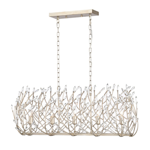 Misty Valley 5-Light Transitional Crystal Chandelier Ceiling Light,Silver Pendant light Fixture for dining room, 36W * 13L *46H