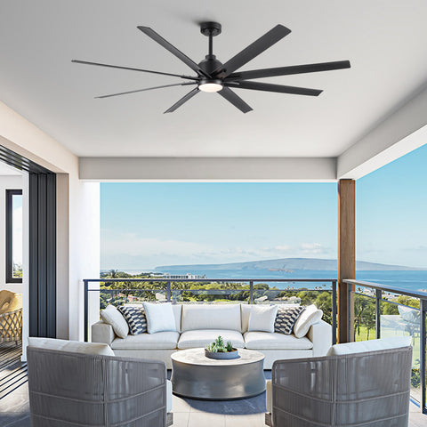 Misty Valley 72" Integrated LED Light Modern Black Ceiling Fan with Light, Remote Control Ceiling Fan