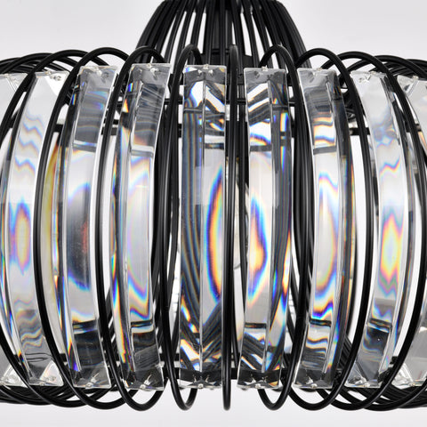 Misty Valley Modern Oblate Black Crystal Chandelier Fixture，Ceiling Pendant light for Living Room, Adjustable Color Temperature,W16.5*L31.5