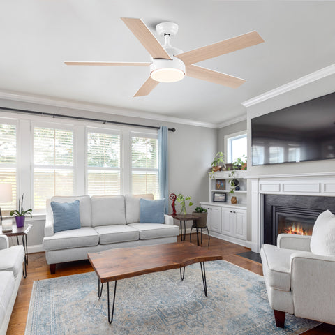 Misty Valley 52 In. LED White Modern Reversible Ceiling Fan, Color-Changing quiet 3-Speed Ceiling Fan