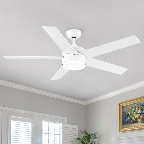 Misty Valley 52 In. LED White Modern Reversible Ceiling Fan, Color-Changing quiet 3-Speed Ceiling Fan