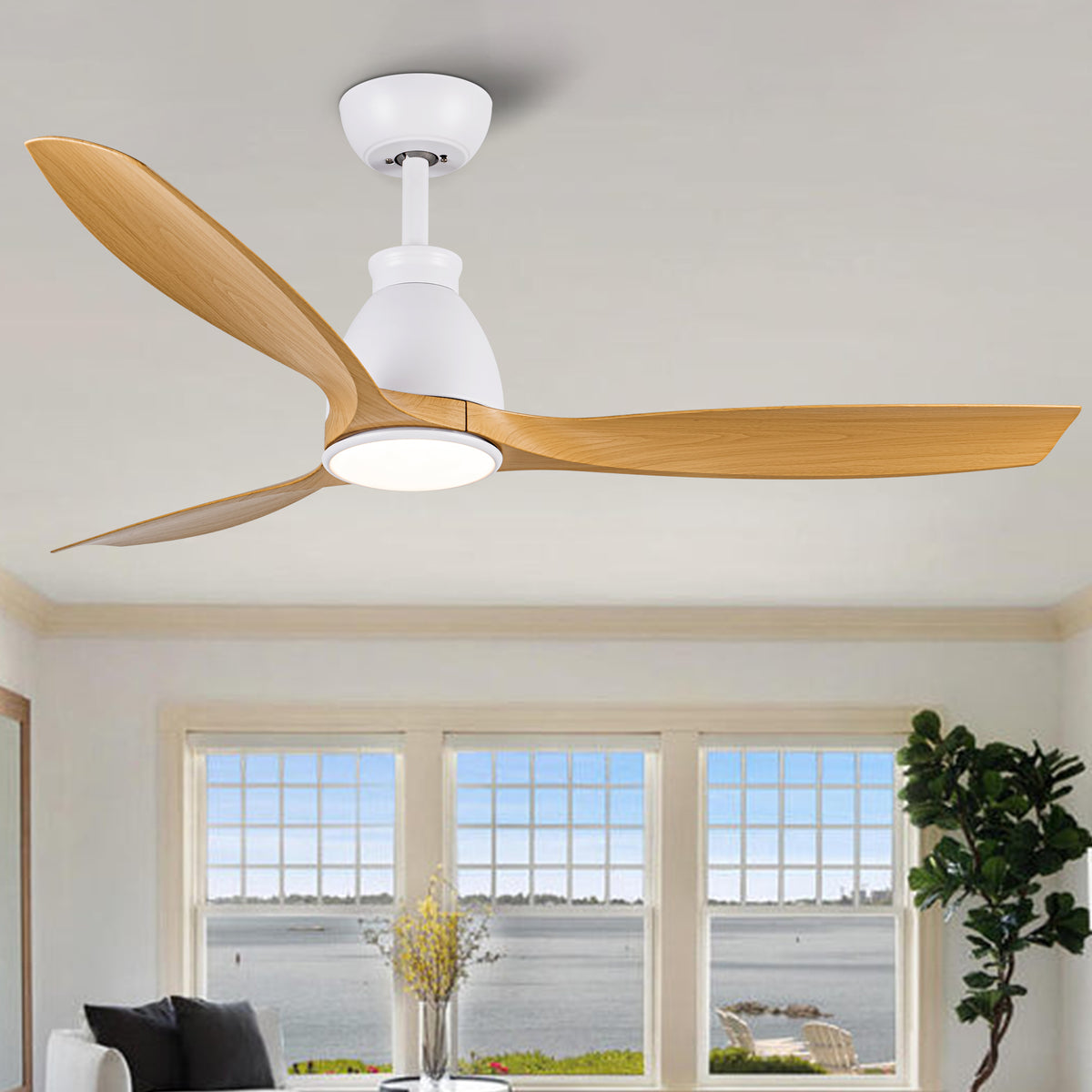 Misty Valley 52in. Integrated LED Burlywood Reversible Ceiling Fan with Light