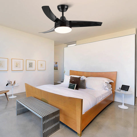 Misty Valley 42in. Matte Black Modern Ceiling Fan with Integrated LED Light, Remote Control