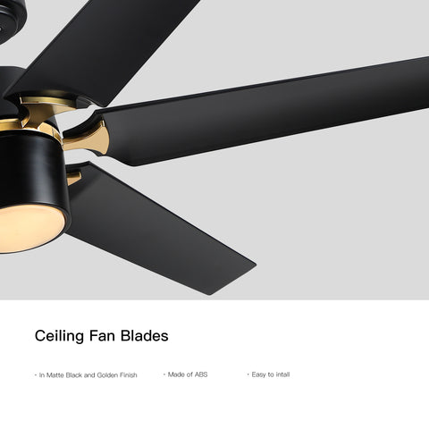 Misty Valley Modern 60in. LED Matte Black Reversible 6-Blade Ceiling Fan with Light, Remote Control