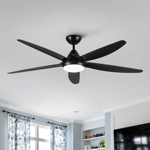 Misty Valley 56in. Integrated LED Indoor  Modern Black Ceiling Fan with Light,  5 ABS Blade