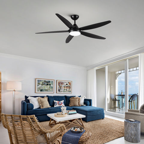 Misty Valley 56in. Integrated LED Indoor  Modern Black Ceiling Fan with Light,  5 ABS Blade