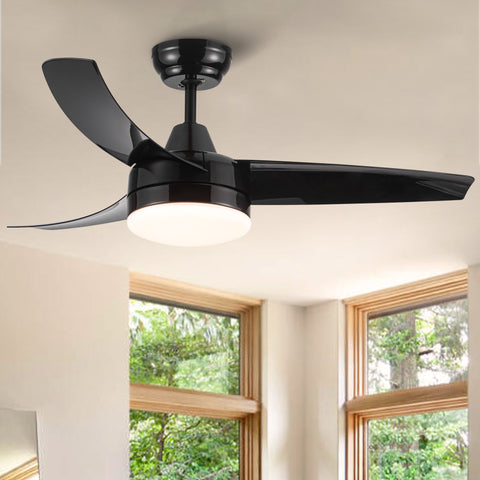 Misty Valley 42in. Matte Black Modern Ceiling Fan with Integrated LED Light, Remote Control