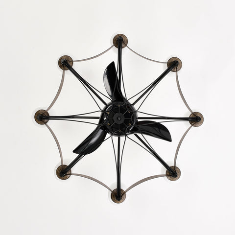 Misty Valley Matte Black Ceiling Fan With Lights，DC Motor,Multi-Speed,Reversible Airflow, Anti-theft function,Indoor transitional Ceiling Fan