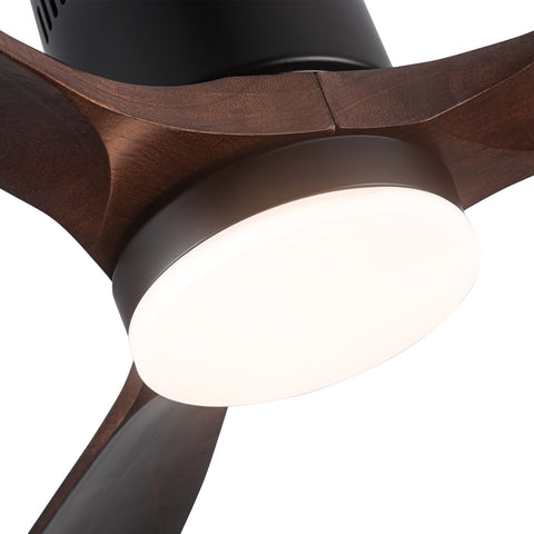 Misty Valley Integrated LED Modern Semi-Flush Ceiling Fan with Light,Solid Wood Blade
