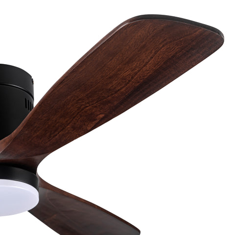 Misty Valley Integrated LED Modern Semi-Flush Ceiling Fan with Light,Solid Wood Blade