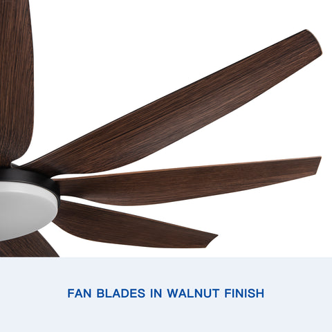 Misty Valley 71" Integrated LED Modern Brown Ceiling Fan with Light,9 Wood Grain Blade