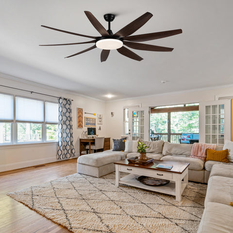 Misty Valley 71" Integrated LED Modern Brown Ceiling Fan with Light,9 Wood Grain Blade