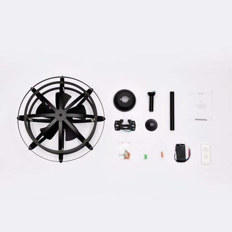 Misty Valley Industrial Ceiling Fan Light Kit for Living Room Bedroom Kitchen and Bladeless Caged Ceiling Fan with Lights