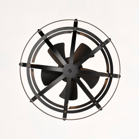 Misty Valley Industrial Ceiling Fan Light Kit for Living Room Bedroom Kitchen and Bladeless Caged Ceiling Fan with Lights