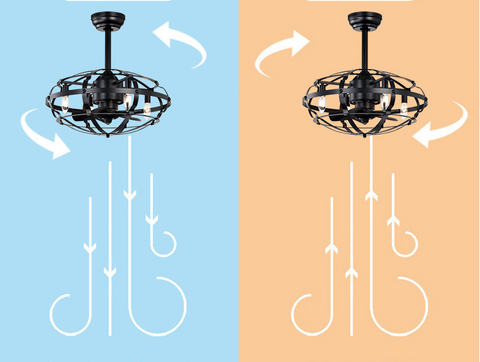 Misty Valley Industrial Ceiling Fan Light Kit for Living Room Bedroom Kitchen and Bladeless Caged Ceiling Fan with Lights